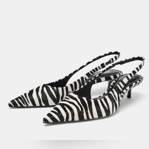 Zara Zebra Print Slingback Heels